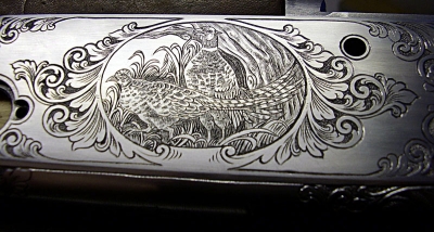 Jagdgravurmotive-Fasanenmotiv nach eigener Idee- Ornamentik nach Vorlage