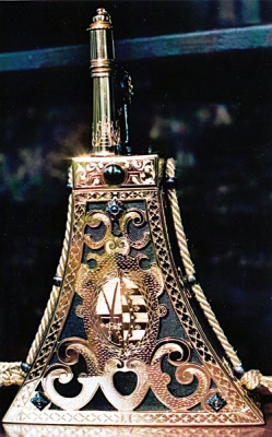 Pulverflasche nach historischem Vorbild Gravur n. historischer Vorlage