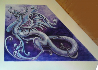 Drachen nach verschiedensten Vorlagen gestaltet mit vorherigem Entwurf,  ca. 80cm x 120cm großes Wandbild