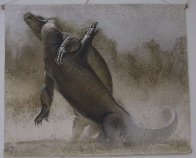 Zweikampf der Warane120mal150Stoffarben nach Filmszene