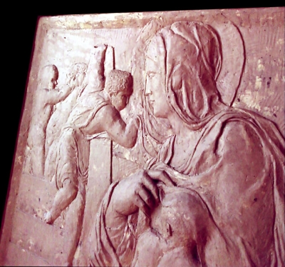 Relief Ausschnitt Madonna mit Kind nach Michelangelo